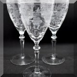 G09. Etched wine glasses. 